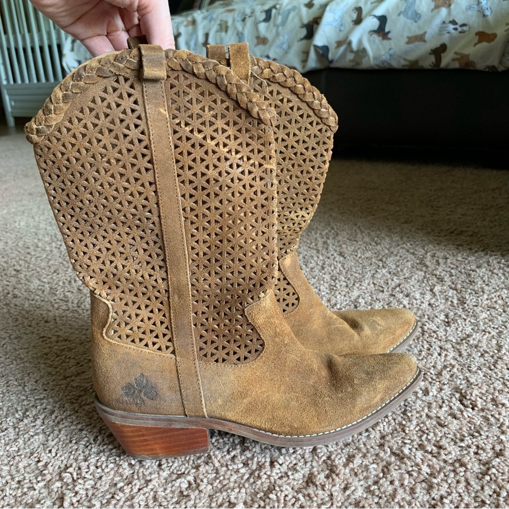 Patricia Nash Leather Mid Calf Cowgirl Boots Size 7